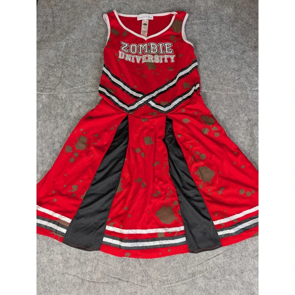 Chasing Fireflies Kids Zombie University Cheerleader‎ Costume Dress Red Black